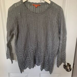 Modcloth Light Gray Open-Knit Scoop Neck Sweater